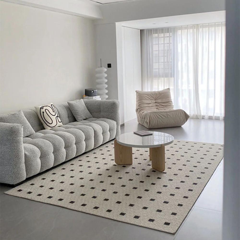 유럽 심플 인테리어 거실 침실 체크 디자인 러그 카페트