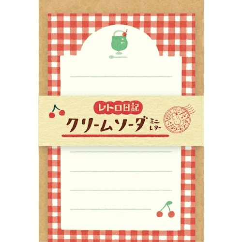 레트로 일기 미니 레터 소분편지지 메론 크림 소다 체크 후루카와 종이공 일본 편지지 편지 메모지