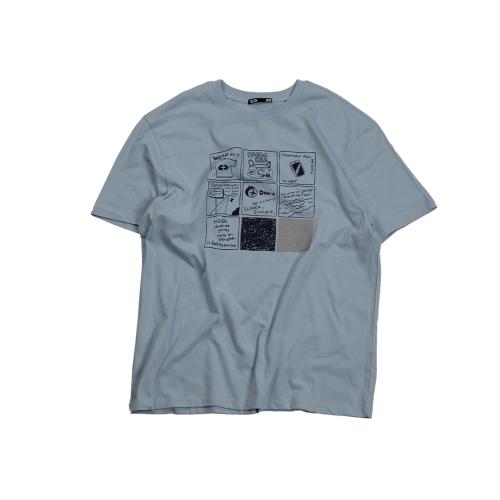 9-cut Graphic T-Shirt Skyblue