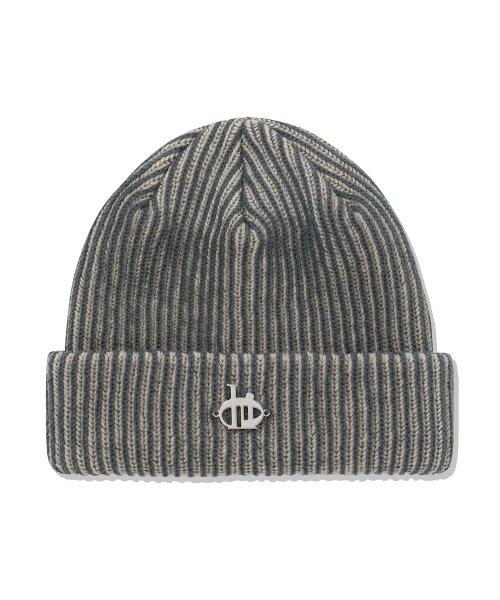 투 톤 니트 비니 (차콜)