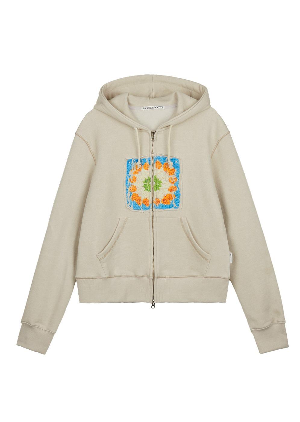 크로셰 투웨이 후드 집업 [베이지 오트]