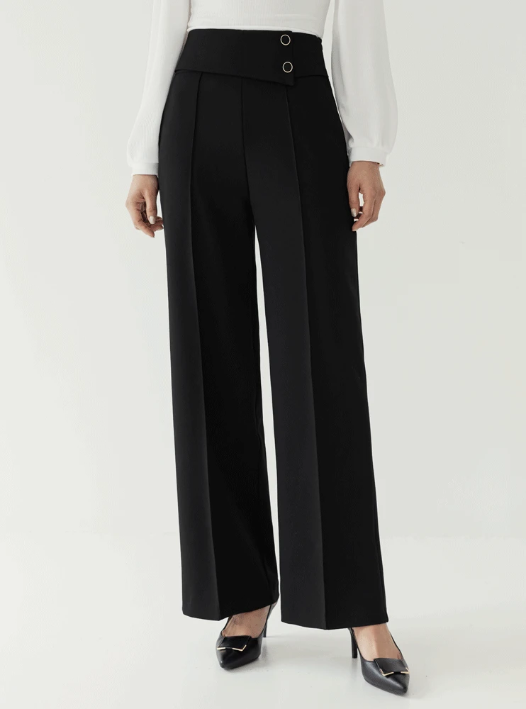 포웰라 레직기 언발 랩 골드 슬랙스 팬츠