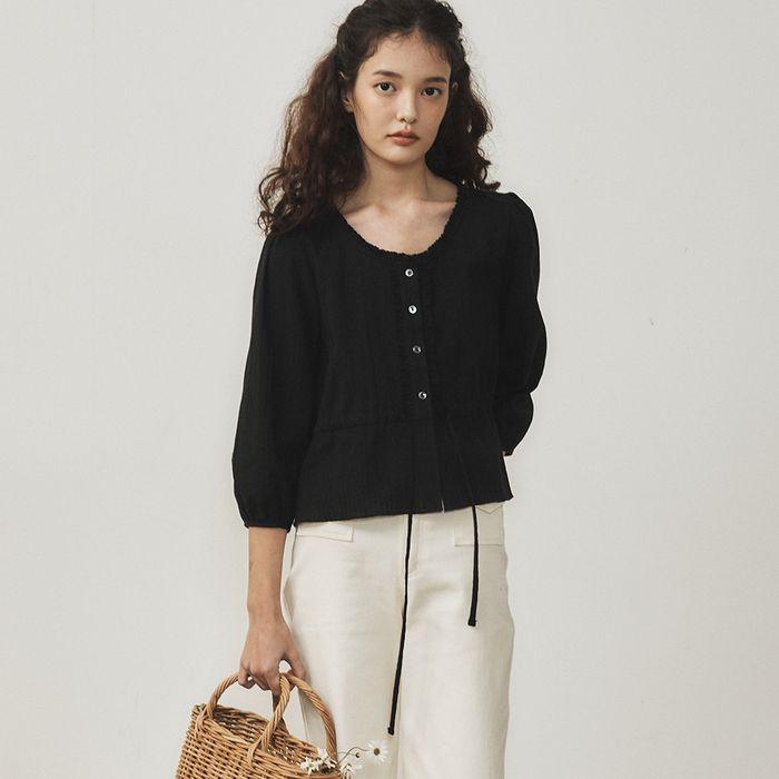 [예약배송] 데이지 스트링 블라우스_Black