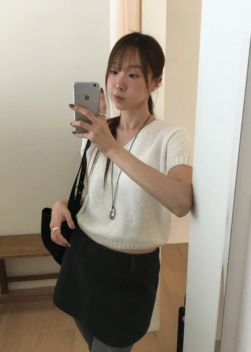 코모 브이넥 반팔 니트 (6 color)