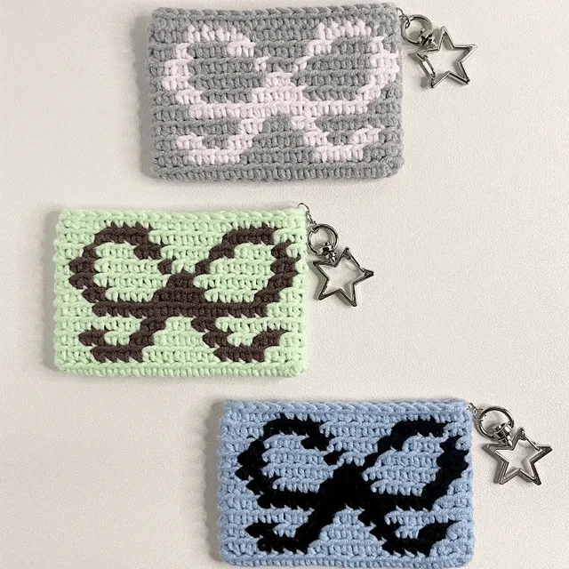 픽셀 리본 ೀ⋆｡ 뜨개 카드지갑