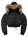 Raccoon Hooded Puffer Jacket in Black