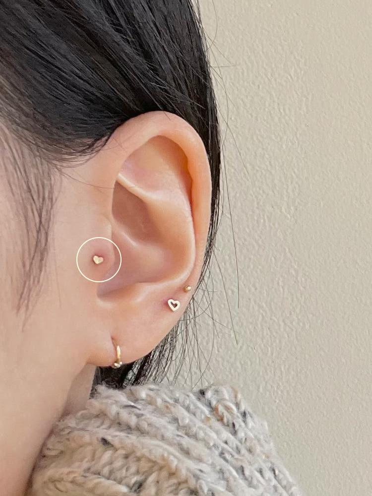 14k 초미니 하트 피어싱 라블렛 피어싱 바 두께 1mm