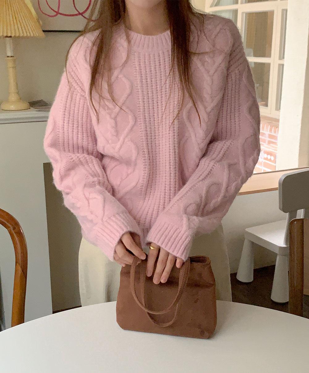 니어웨어 [겨울니트⛄당일발송] 언유즈얼리 헤이즐 니트 (7color) 꽈배기니트/케이블니트/라운드넥니트/오버핏니트/루즈핏