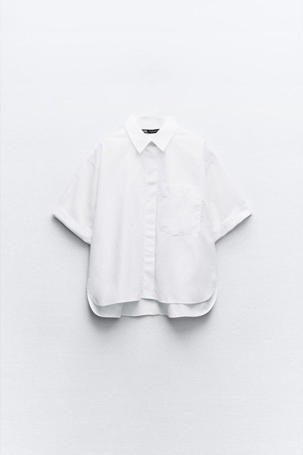 ZARA 자라 포플린 포켓 셔츠 화이트 뉴진스 버블검 뮤비패션 블라우스 착용