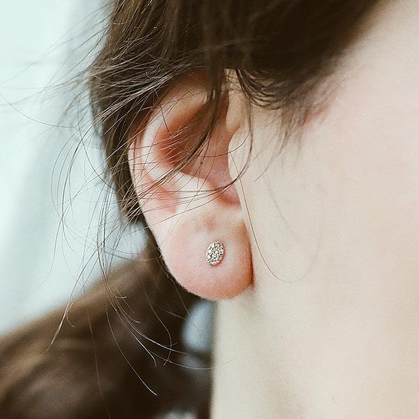 [LB] 미니오벌 꼬냑다이아몬드 귀걸이