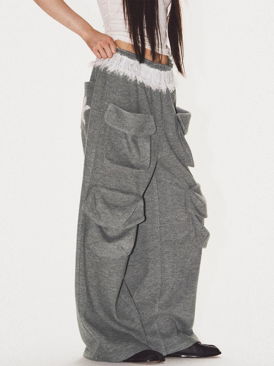 Multi-pocket heavy casual sweatpants
