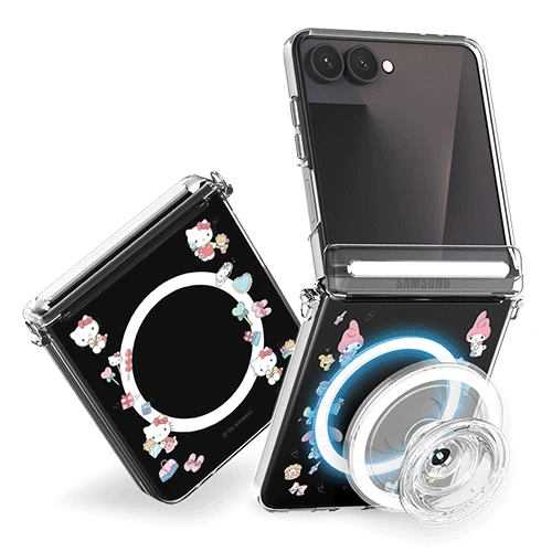 [SANRIO] 산리오 오토 힌지 마그네틱 클리어 하드 케이스(맥세이프 호환) [쇼핑] TC Z플립7 7FE 6 5