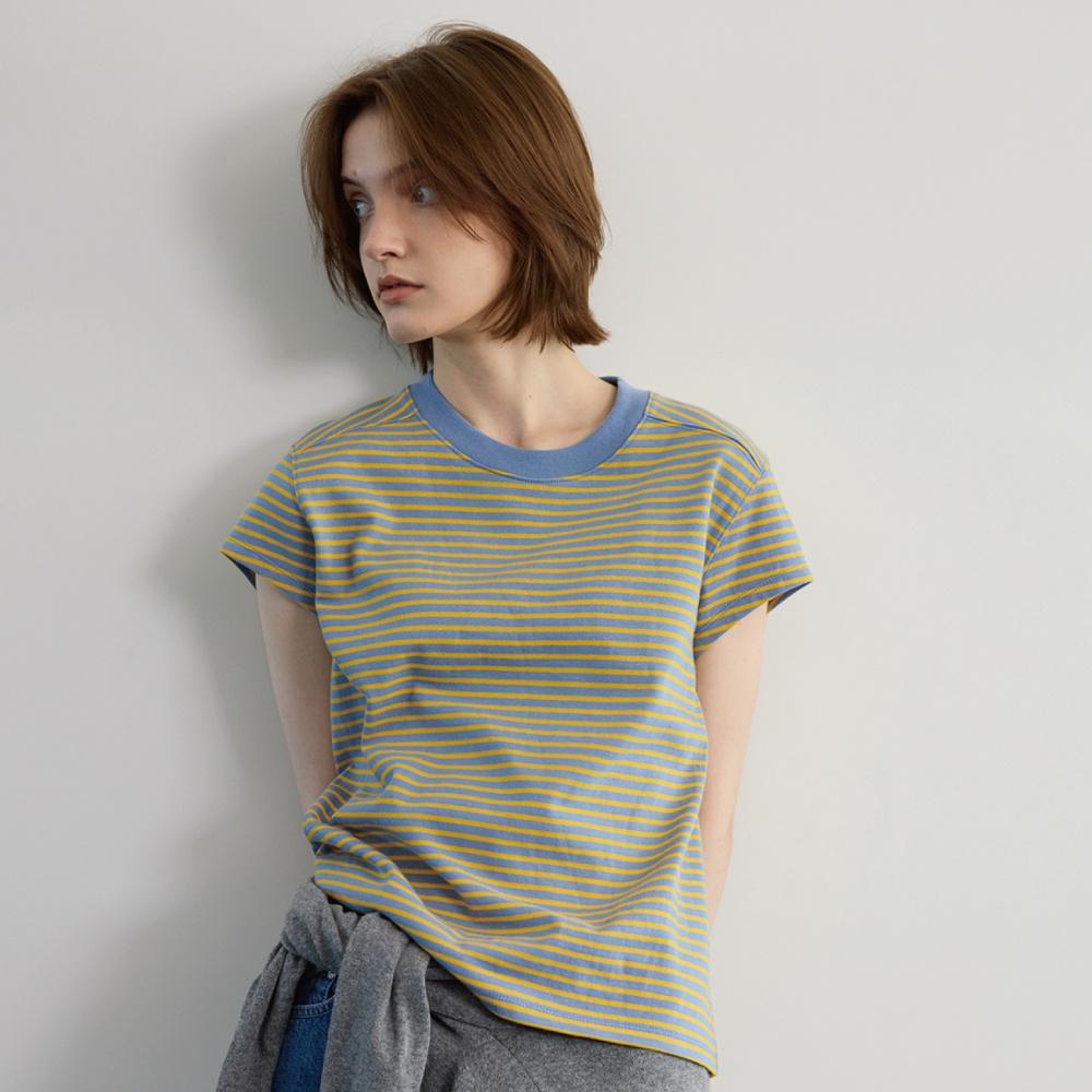 Eve Cotton T-shrit in Yellow Stripe