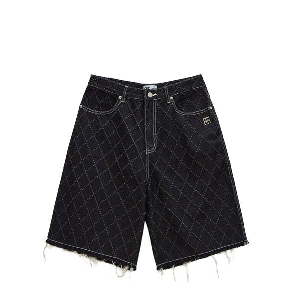 Diamond Punching Bermuda Pants - Black