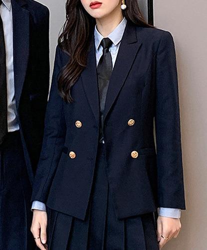 4버튼 여자 네이비 단색 자켓 교복 학생복