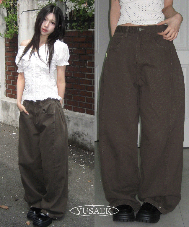 유색 [기장선택/~2XL/사계절강추] 폴더 사이드 스냅 와이드 코튼 핀턱 팬츠