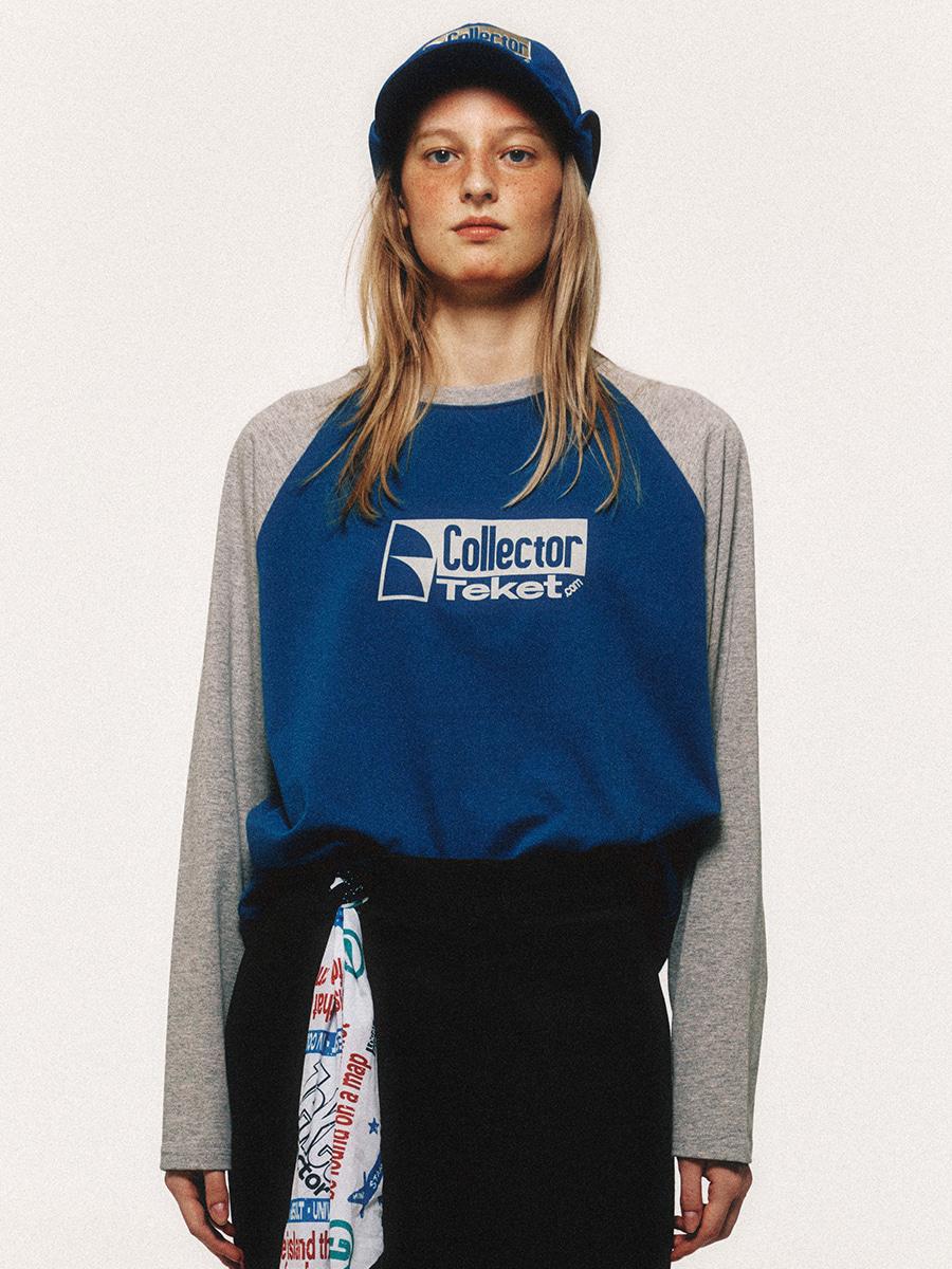 Stamp Raglan L/S Tee Blue