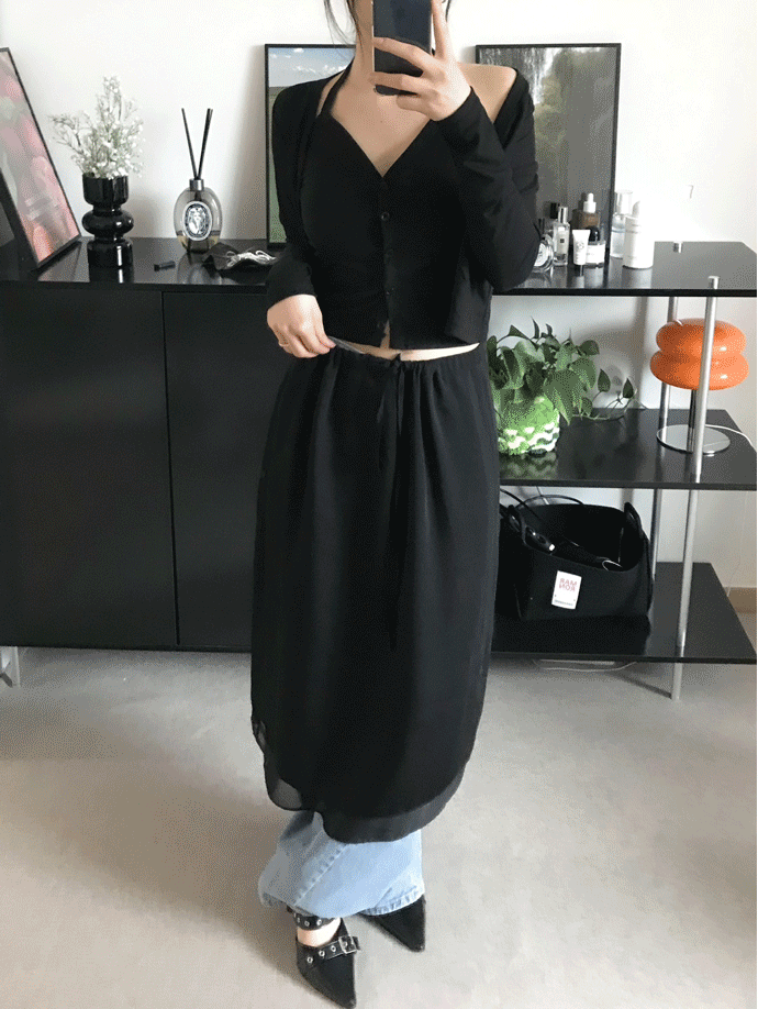 [세트할인특가!] HALTERNECK T AND CARDIGAN