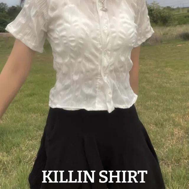 킬린 링클 카라 셔츠(3color) 카라 블라우스 무채색룩 당일발송 당일출고 빠른배송