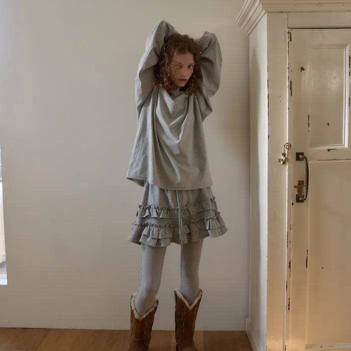 Cancan Frill Mini Skirt / Melangegray