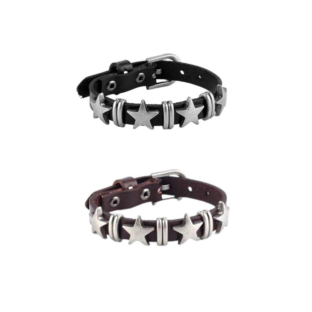 히피와이 y2k Leather Star Bracelet 별 스타 가죽 팔찌 유니크 키치 엔틱 빈티지 스트릿 힙한 웨스턴 남녀공용