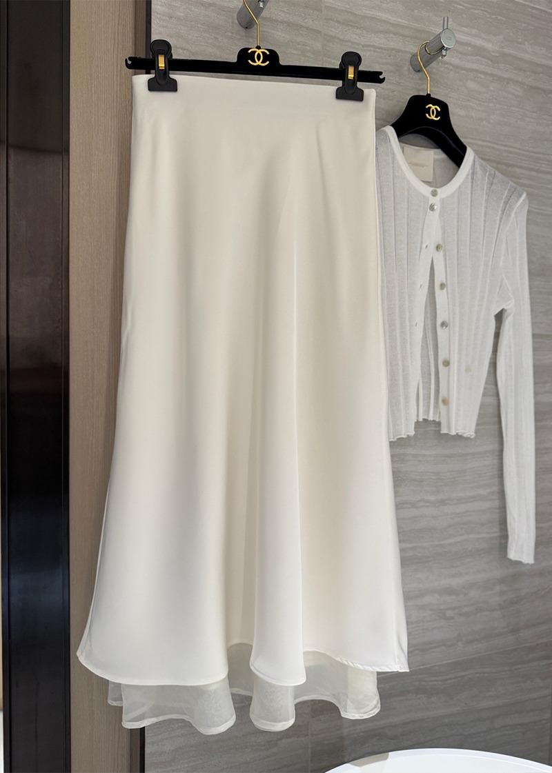 르베 새틴 쉬폰 스커트 (그레이 블랙 아이) 강추*