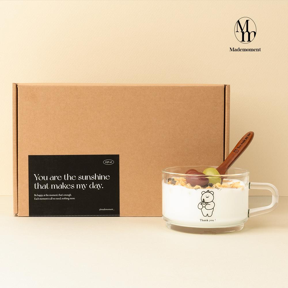 [선물세트]Thank you 모모베어 요거트볼+모모베어 우드스푼 set 선물포장