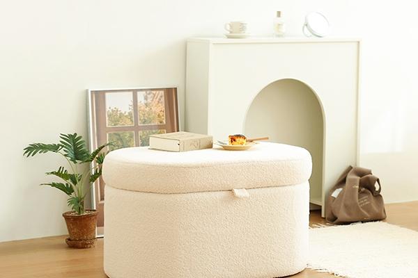 다쿠아즈 수납 스툴 부클레 패브릭 오토만 화장대스툴 보조의자 소파의자