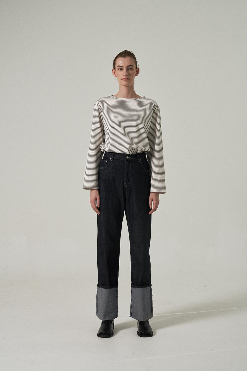 22SS ROLL UP DENIM PANTS - DEEP BLUE