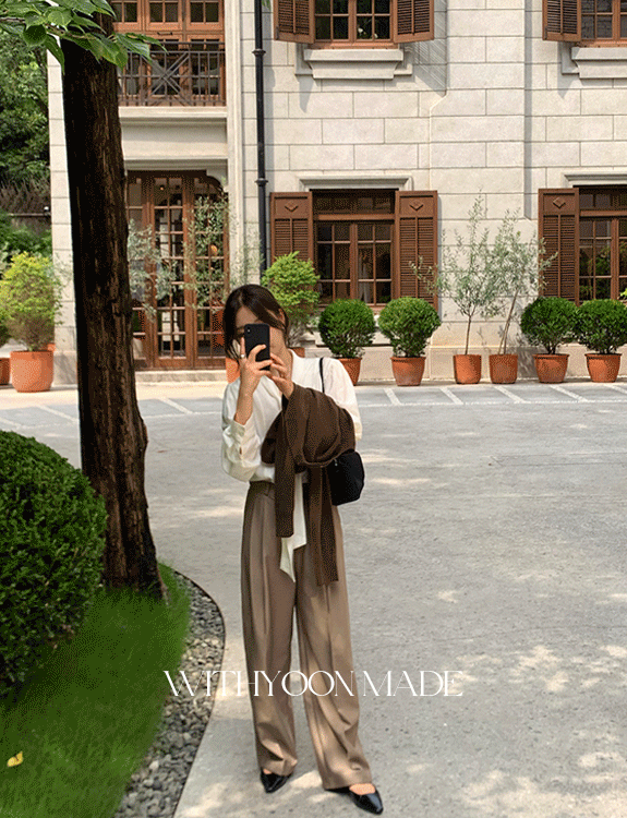 위드윤 [자체제작] 어텀 핀턱 와이드 슬랙스[🚚오늘출고]