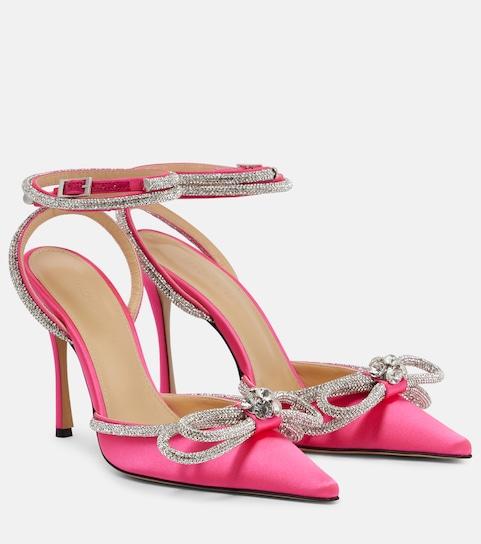 크리스탈 임벨리시드 새틴 펌프스