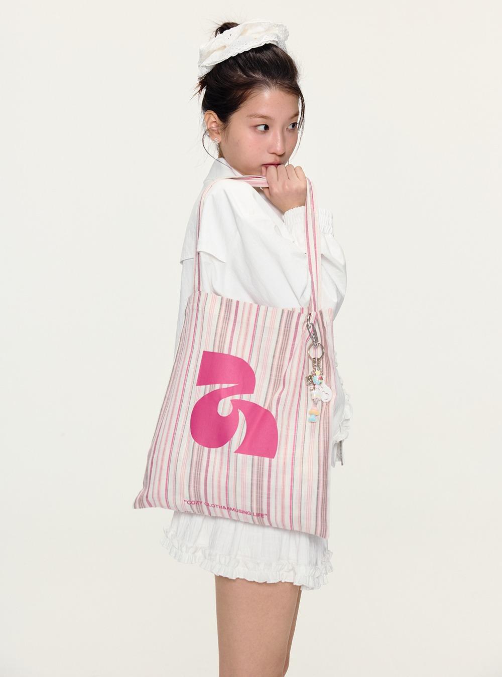Striped Logo Canvas Bag