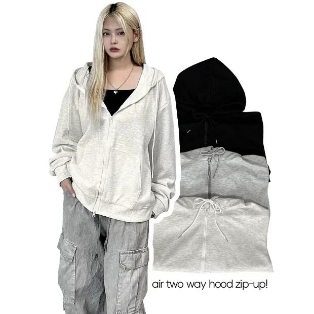 *2size* air two way hood zip-up! 3col