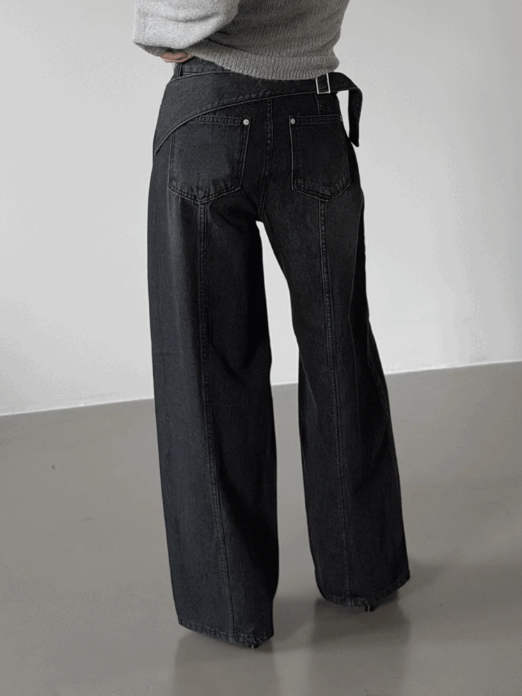 로츠 벨트 비조 절개 데님 (2color)