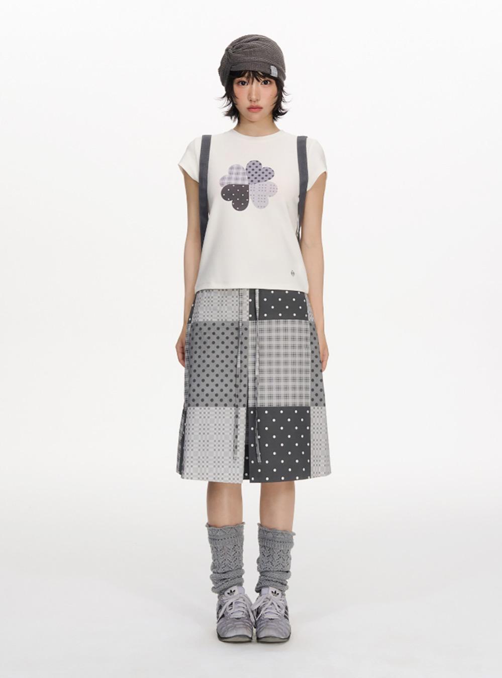 Pattern Mix High Waist Flare Skirt