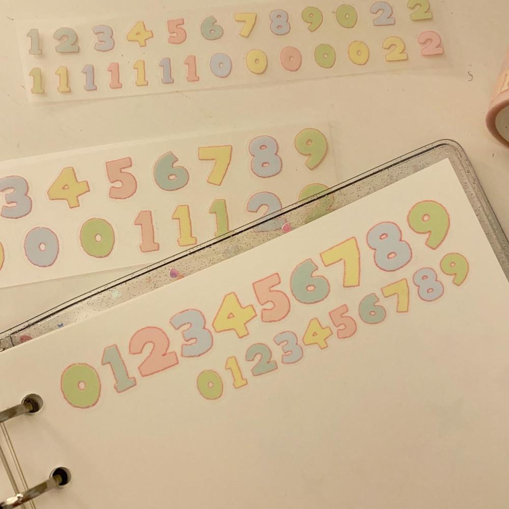 [무심한하루] 네모 숫자 알록달록 키스컷 마스킹테이프 2종