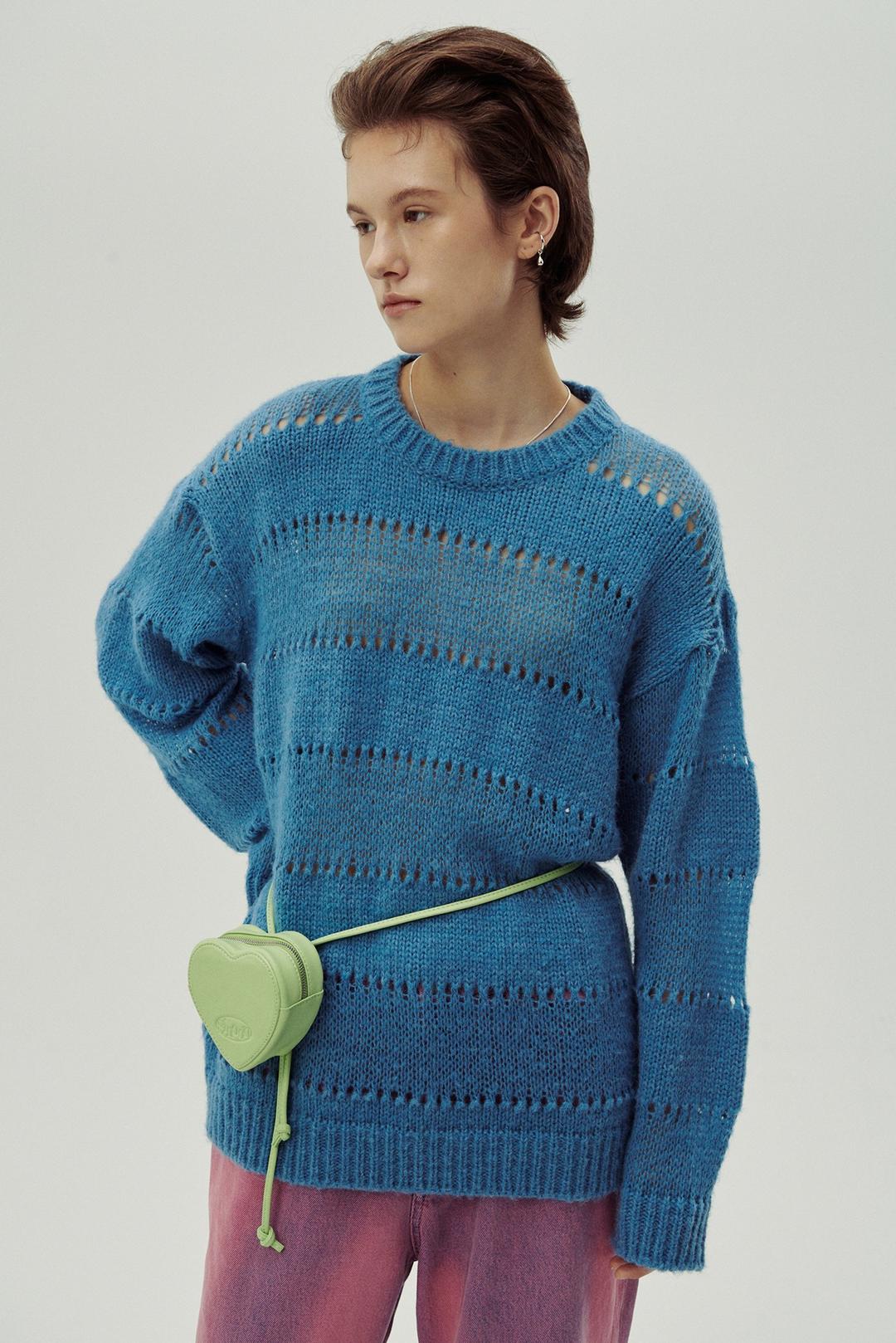 CROCHET CREW NECK SWEATER