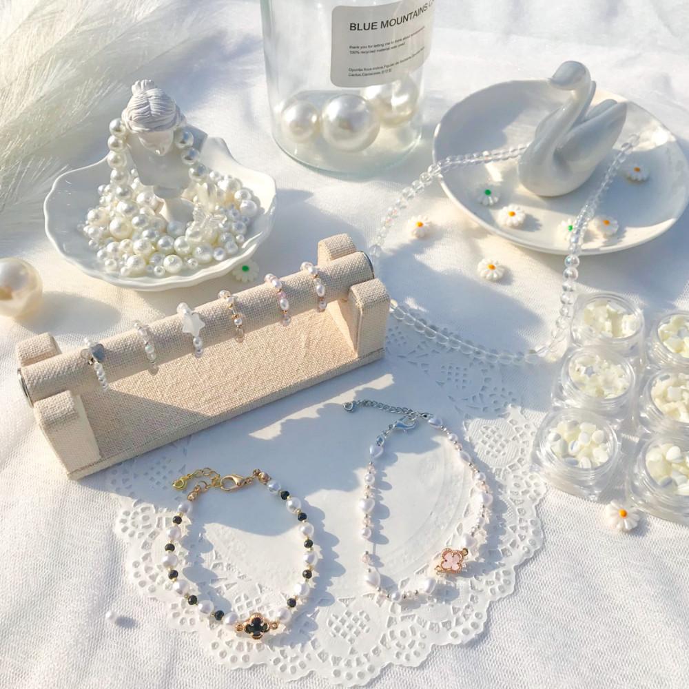 [리니팜] 자개 진주 비즈 모음 구슬 비즈공예 재료 반지 팔찌 목걸이 스트랩 키링 만들기