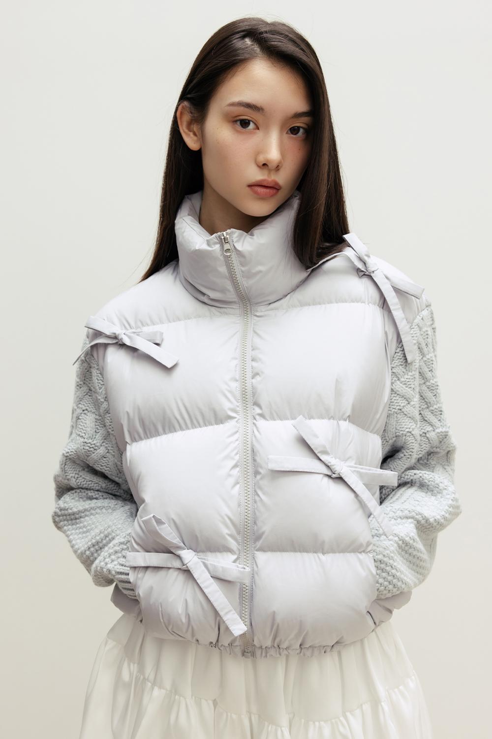 KNIT MIX RIBBON DUCK DOWN_TT3W005BL