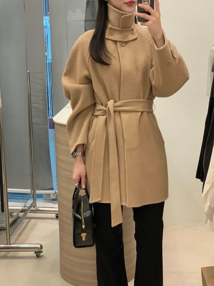 (온비전) 브린 비조 울 100 핸드메이드 하프 코트