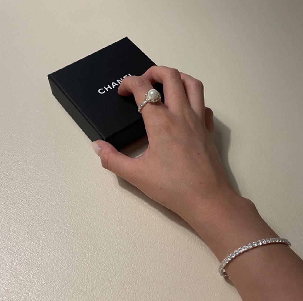 실버925 pearl flower ring 플라워 프리사이즈 담수진주 은반지