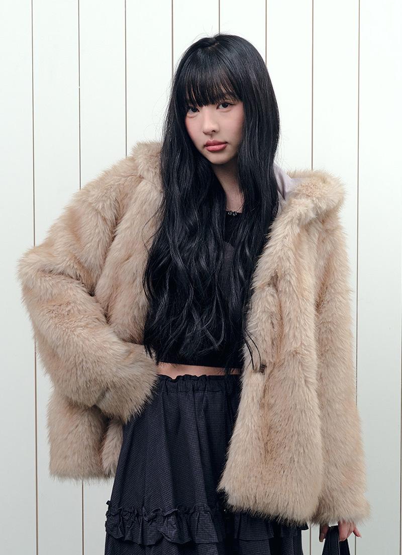 KOA HOOD FUR JACKET / BEIGE