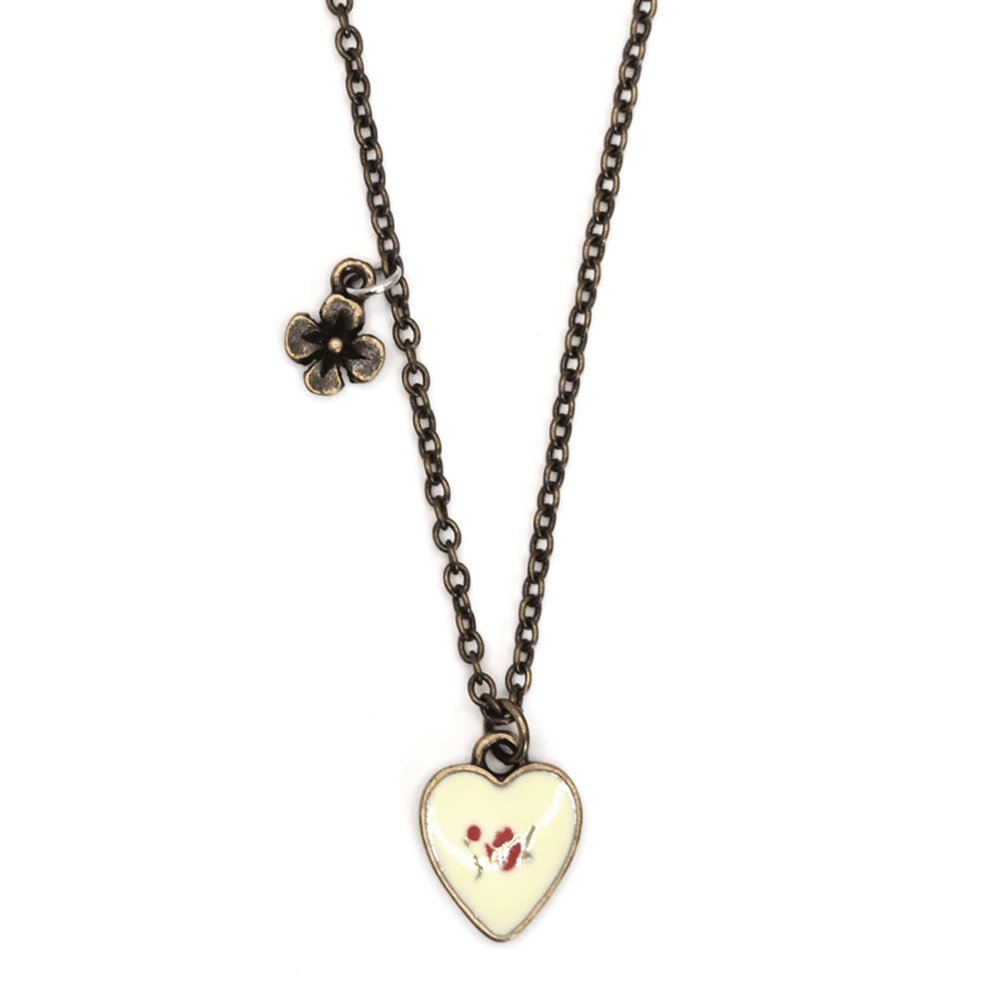 vintage flower heart necklace (yellow)