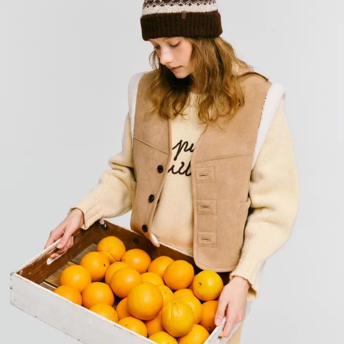 reversible shearing vest - taupe