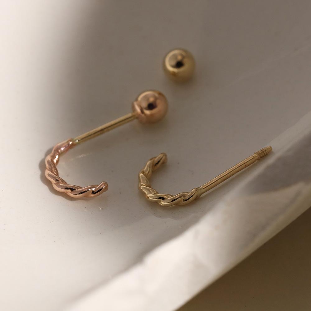 [전체14k] 꼬임 디테일 미니 링 피어싱 귀걸이