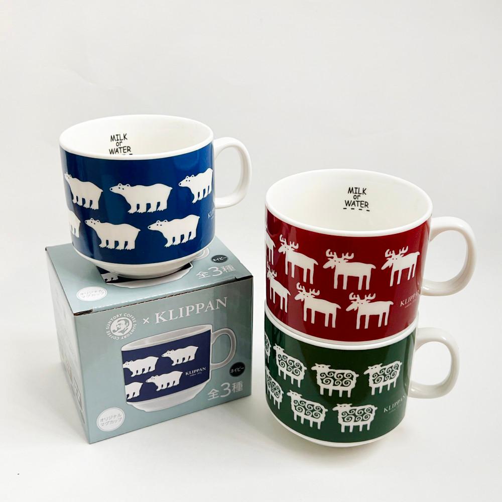 카페라떼잔 클리판 x 보스 커피 라떼 베이스 머그컵 일본 빈티지