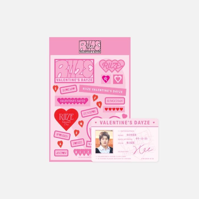 RIIZE VALENTINE'S DAYZE - REMOVABLE STICKER + ID CARD SET (RANDOM)