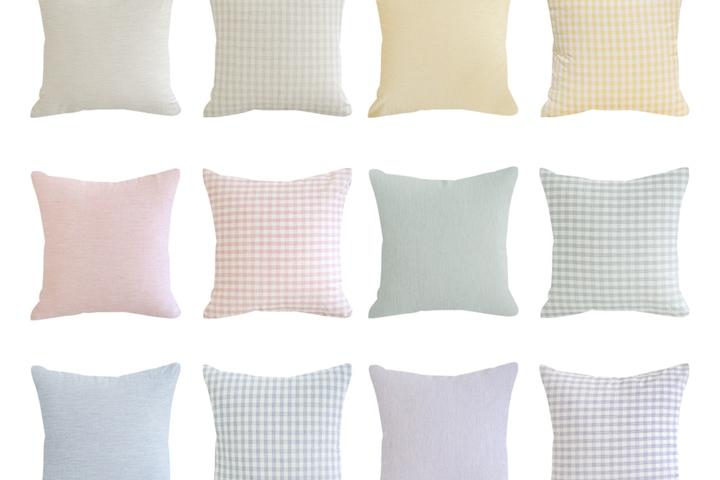 캔디 멜란지 체크 무지 쿠션커버 3size, 6color