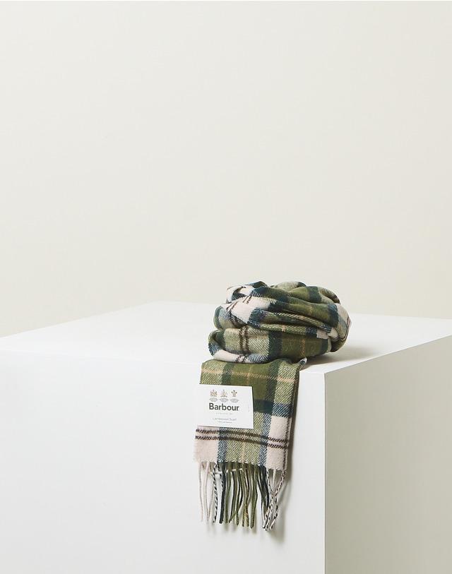 [BARBOUR] 브라운 타탄 패턴 램스울 스카프