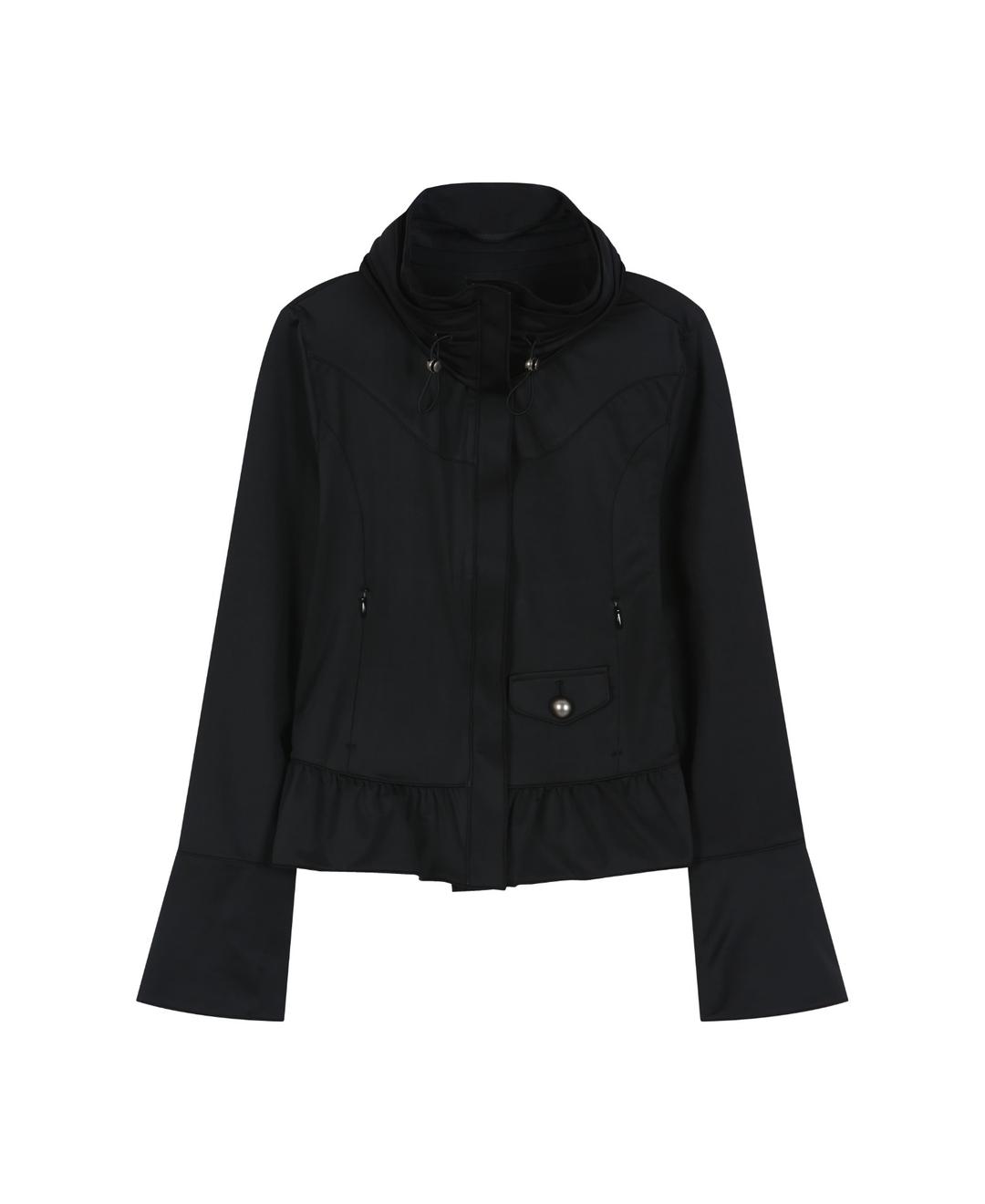 Ruffle Two Way zip-up - Black
